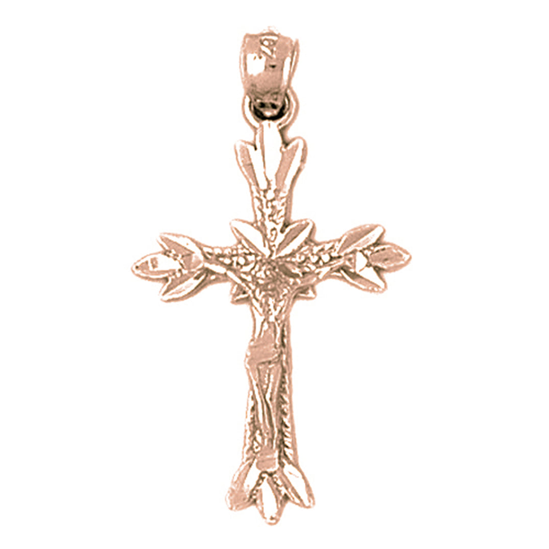 14K or 18K Gold Budded Crucifix Pendant