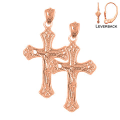 14K or 18K Gold Budded Crucifix Earrings