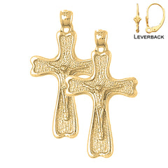 14K or 18K Gold Auseklis Crucifix Earrings