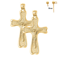 36 mm Auseklis-Kruzifix-Ohrringe aus Sterlingsilber (weiß- oder gelbvergoldet)