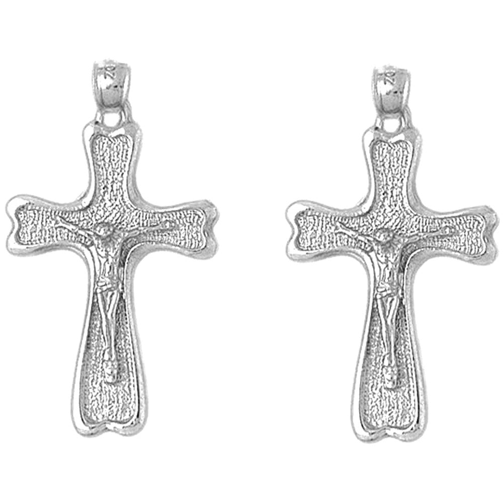 14K or 18K Gold 36mm Auseklis Crucifix Earrings