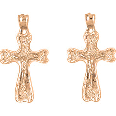 14K or 18K Gold 32mm Auseklis Crucifix Earrings