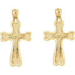 Yellow Gold-plated Silver 32mm Auseklis Crucifix Earrings