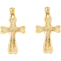 14K or 18K Gold 32mm Auseklis Crucifix Earrings