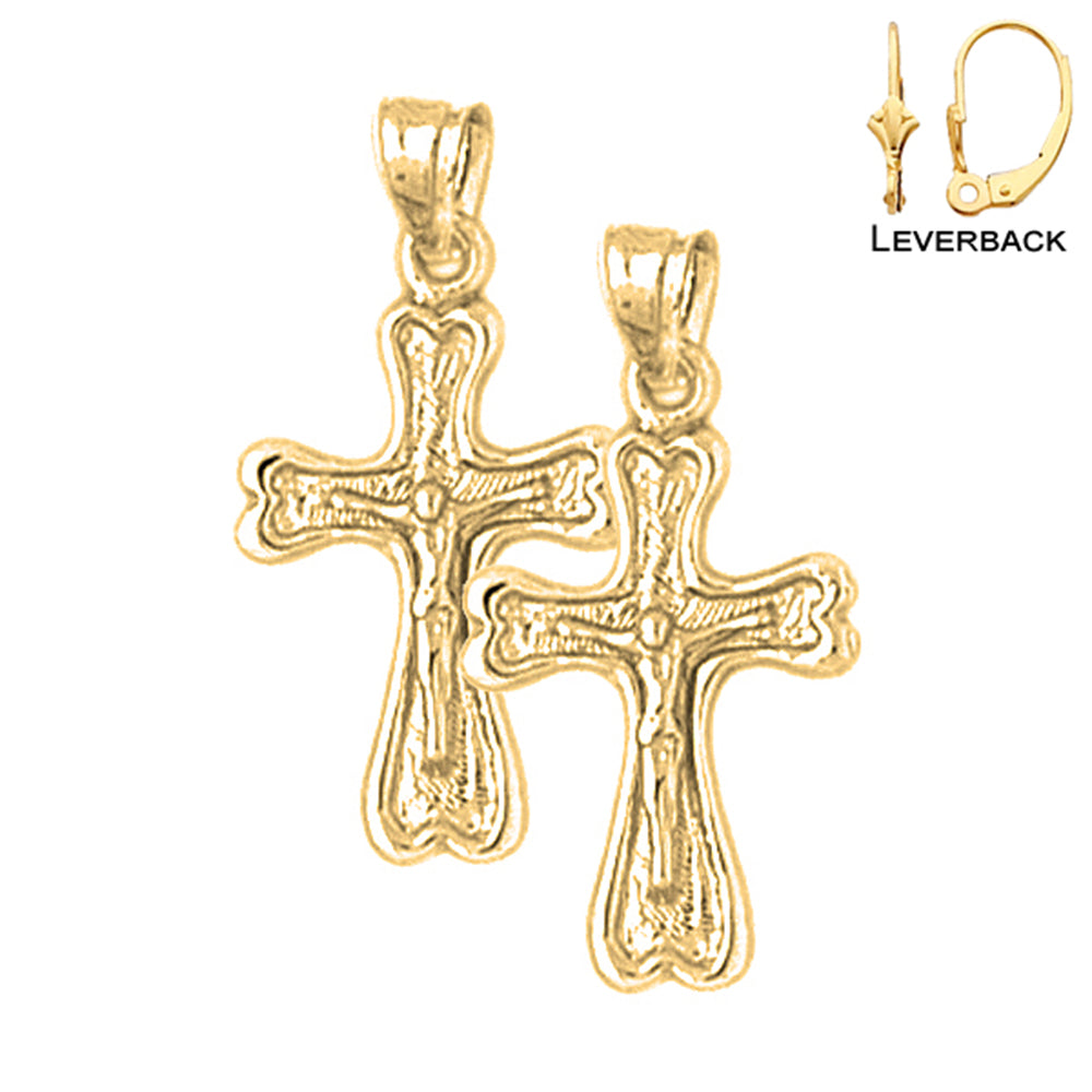 14K or 18K Gold Auseklis Crucifix Earrings