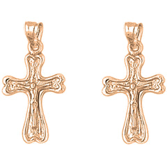 14K or 18K Gold 25mm Auseklis Crucifix Earrings