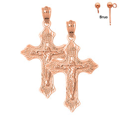 14K or 18K Gold Passion Crucifix Earrings