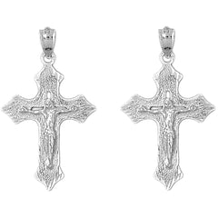 Sterling Silver 36mm Passion Crucifix Earrings