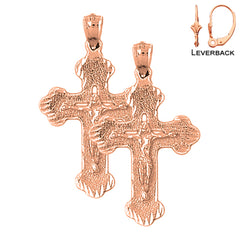 14K or 18K Gold Budded Crucifix Earrings