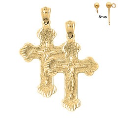 14K or 18K Gold Budded Crucifix Earrings