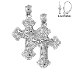 14K or 18K Gold Budded Crucifix Earrings