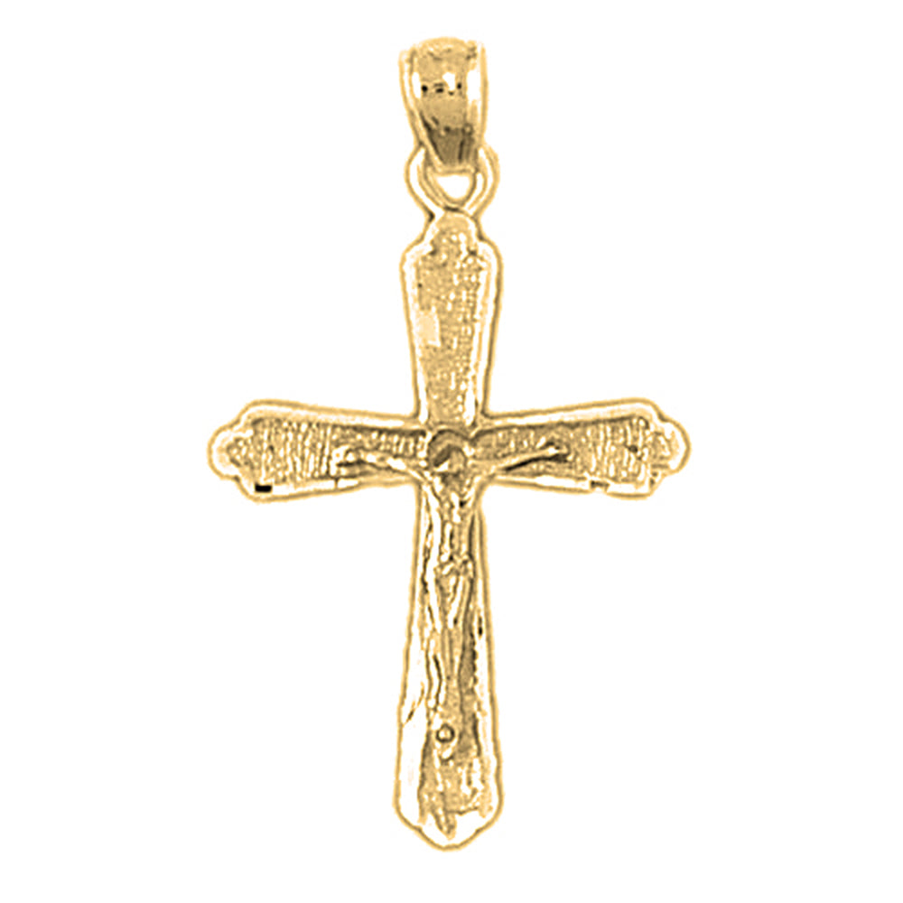 14K or 18K Gold Budded Crucifix Pendant