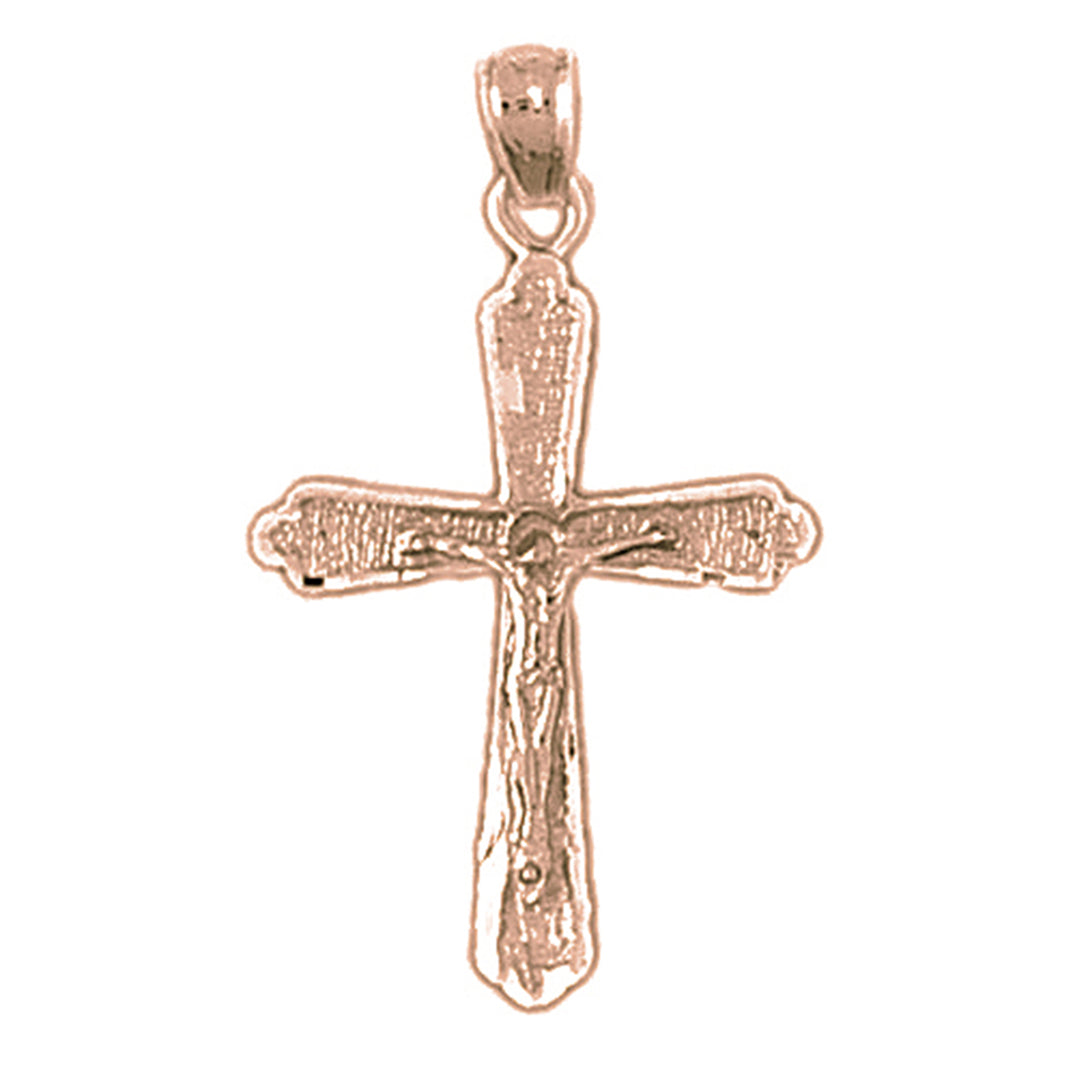 14K or 18K Gold Budded Crucifix Pendant