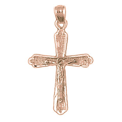 14K or 18K Gold Budded Crucifix Pendant