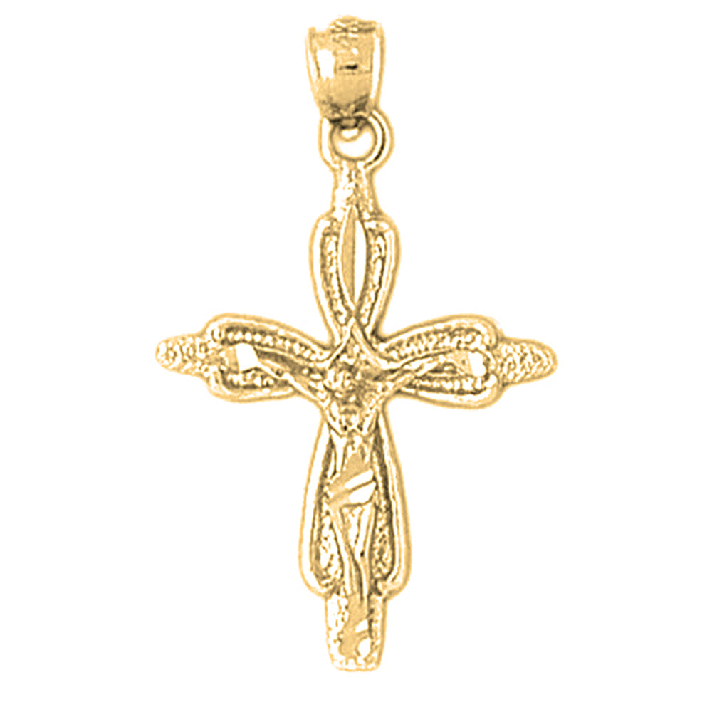 14K or 18K Gold Budded Crucifix Pendant