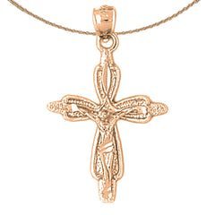 14K or 18K Gold Budded Crucifix Pendant