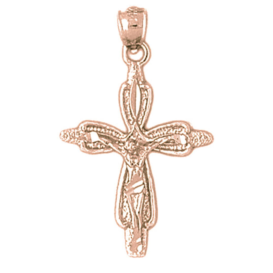 14K or 18K Gold Budded Crucifix Pendant