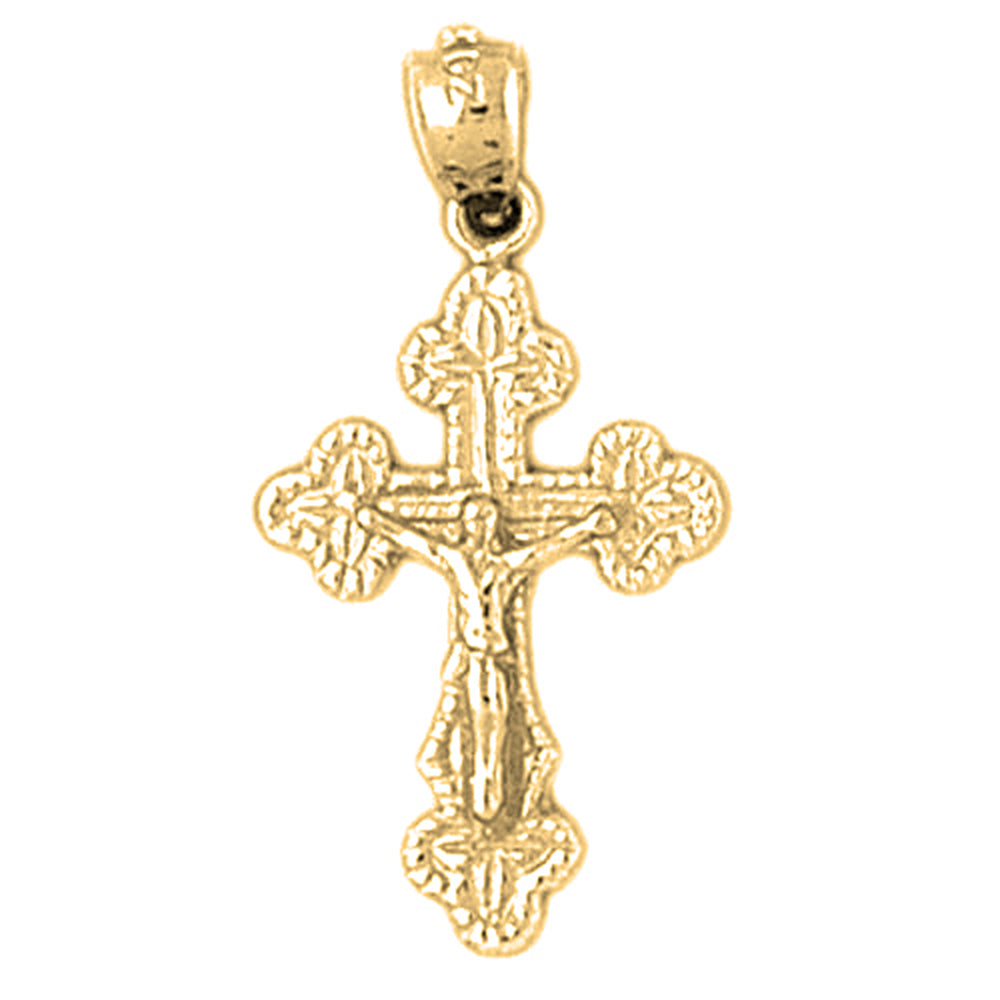 14K or 18K Gold Budded Crucifix Pendant