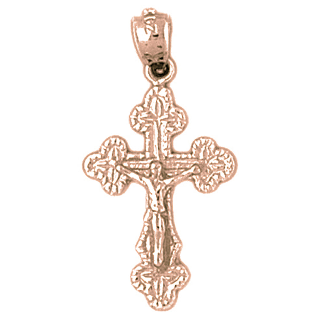 14K or 18K Gold Budded Crucifix Pendant