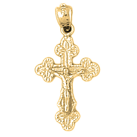 14K or 18K Gold Budded Crucifix Pendant