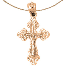 14K or 18K Gold Budded Crucifix Pendant