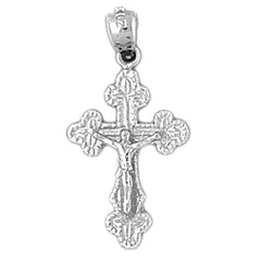 14K or 18K Gold Budded Crucifix Pendant