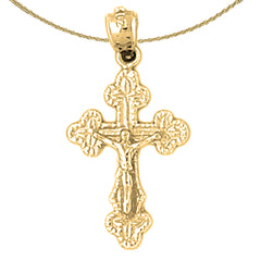 14K or 18K Gold Budded Crucifix Pendant