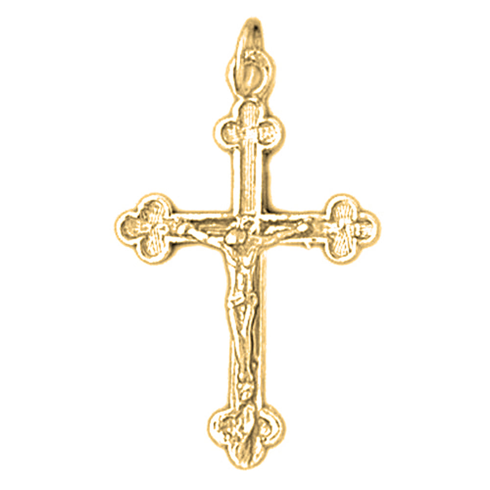 14K or 18K Gold Budded Crucifix Pendant