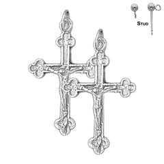 14K or 18K Gold Budded Crucifix Earrings