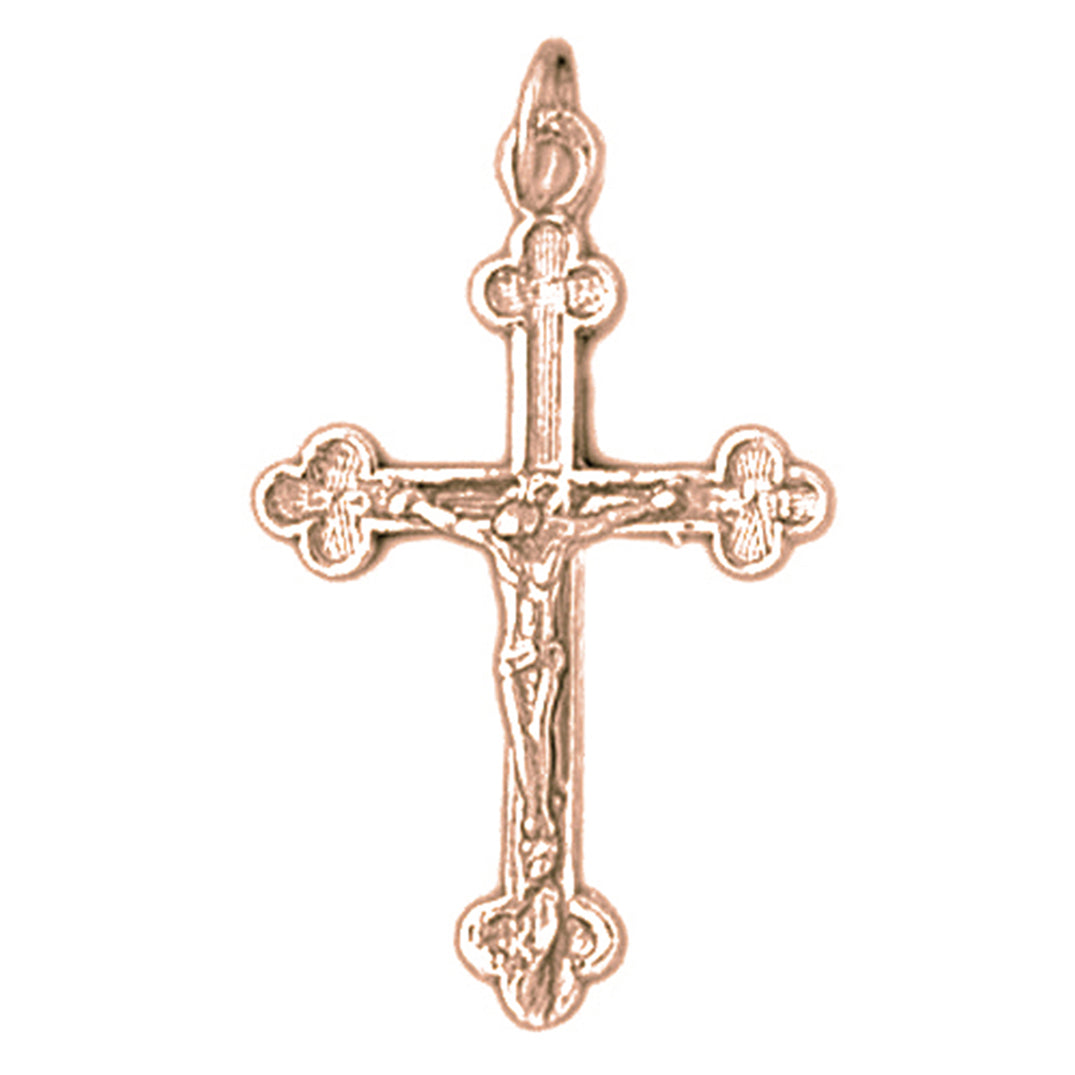 14K or 18K Gold Budded Crucifix Pendant