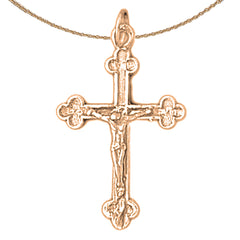 14K or 18K Gold Budded Crucifix Pendant