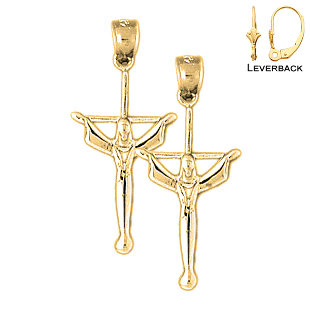 Pendientes de Crucifijo Latino de Oro de 14K o 18K