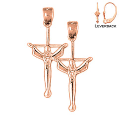 Pendientes de Crucifijo Latino de Oro de 14K o 18K