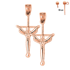 Pendientes de Crucifijo Latino de Oro de 14K o 18K