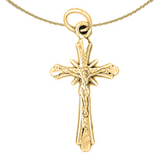 14K or 18K Gold Budded Crucifix Pendant