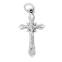 14K or 18K Gold Budded Crucifix Pendant