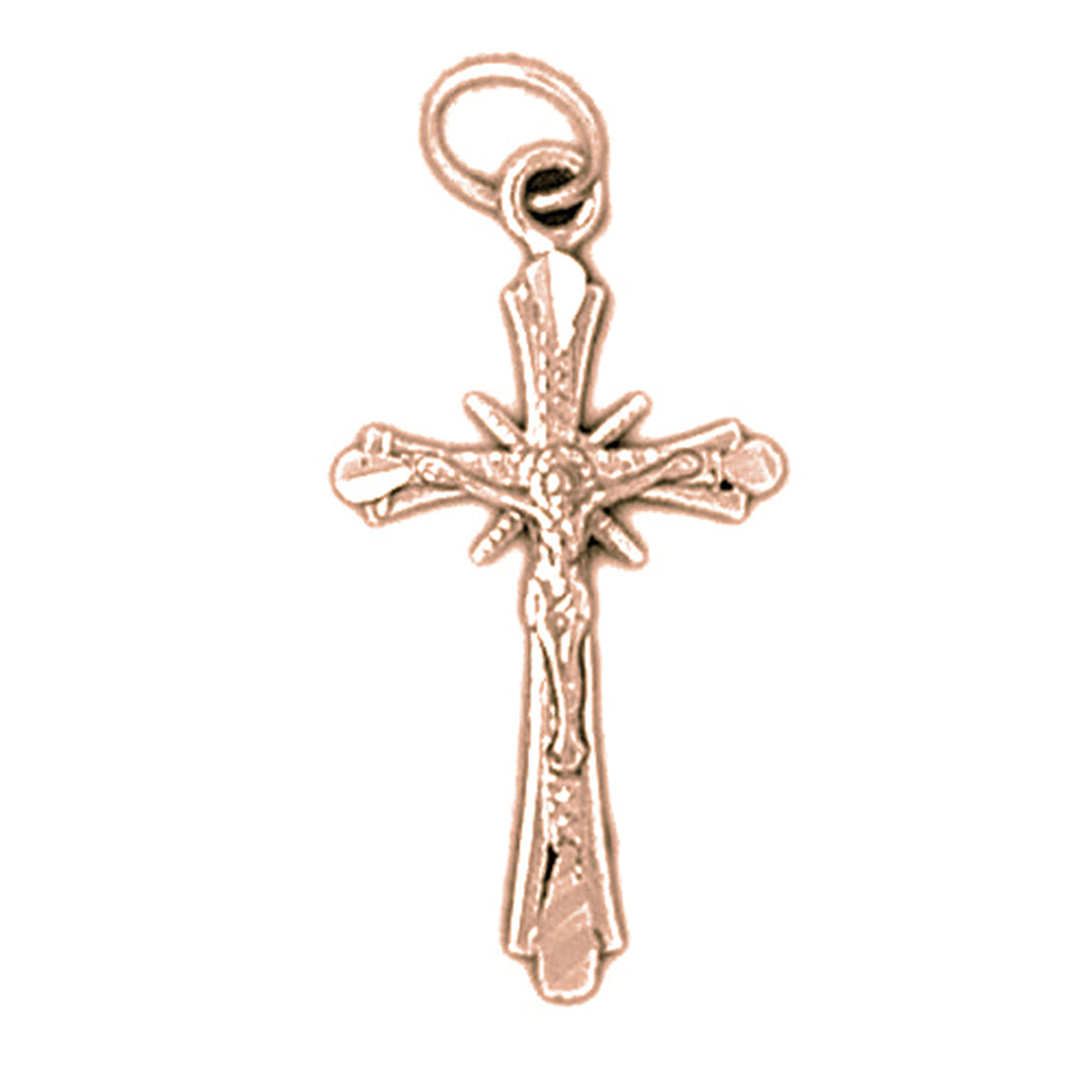 14K or 18K Gold Budded Crucifix Pendant