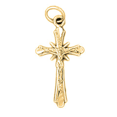 14K or 18K Gold Budded Crucifix Pendant