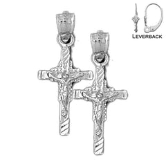 Pendientes de Crucifijo Latino de Oro de 14K o 18K