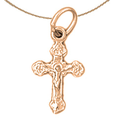 14K or 18K Gold Budded Crucifix Pendant