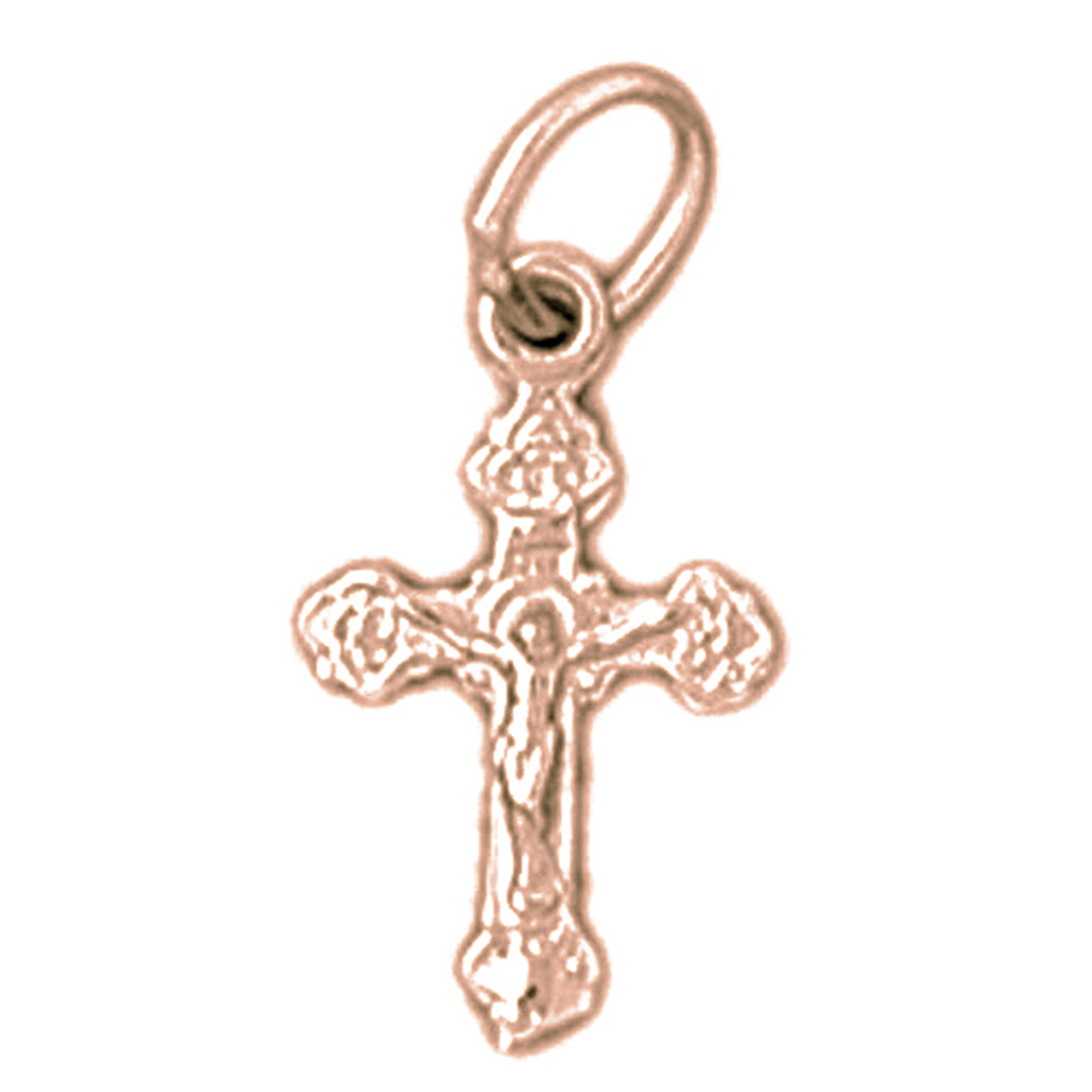 14K or 18K Gold Budded Crucifix Pendant