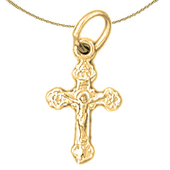 14K or 18K Gold Budded Crucifix Pendant