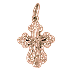 14K or 18K Gold Budded Crucifix Pendant