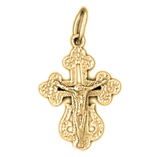 14K or 18K Gold Budded Crucifix Pendant