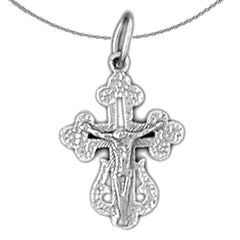 14K or 18K Gold Budded Crucifix Pendant