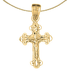 14K oder 18K Gold Fleur de Lis Kruzifix Anhänger