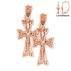 14K or 18K Gold Budded Crucifix Earrings