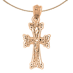 14K or 18K Gold Budded Crucifix Pendant