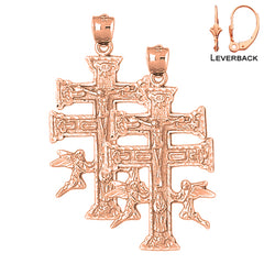 Pendientes Crucifijo de Caravaca en Oro de 14K o 18K