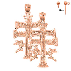 14K or 18K Gold Caravaca Crucifix Earrings